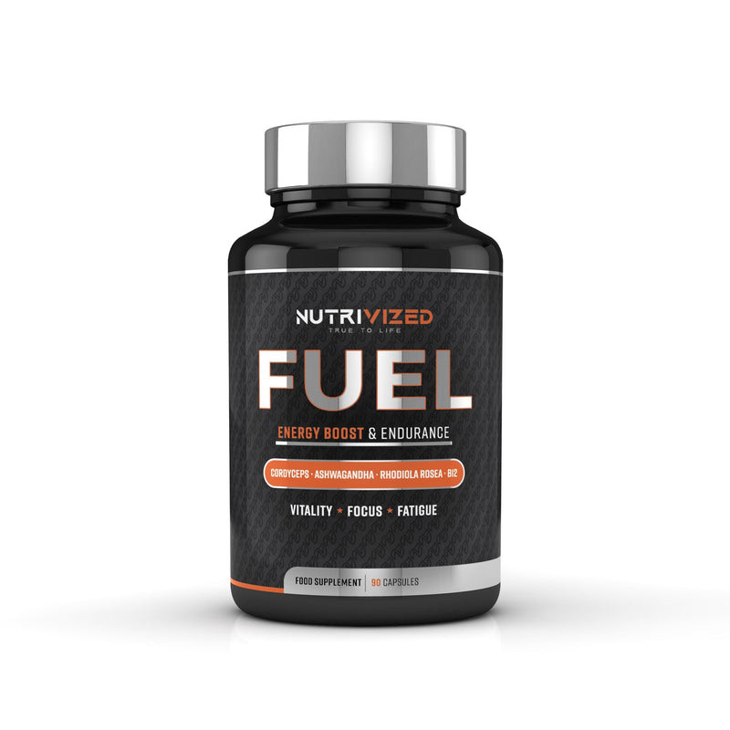 Fuel for Maximum Energy - Ashwagandha & Cordyceps Mushroom, Endurance, Focus and Clarity + Green Tea Extract - Rhodiola Rosea - Vitamin B12 – Vegan 90 Capsules - Made in the UK