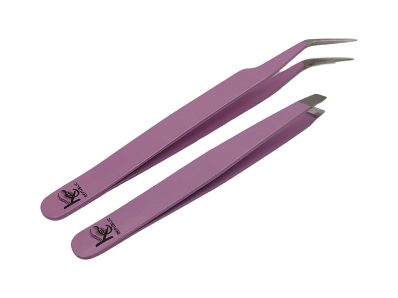 Eyebrow Extensions Premium Kit with 1 x Trays of Mink Eyebrows in Dark Brown Comes on Mixed Length Trays 5-8 Mm Mix, Eyebrow Premium Glue Clear & Dual Pack (Straight & Curved Tip) Extension Tweezers Dark Brown Tray, VioletTWZ, Premium Kit