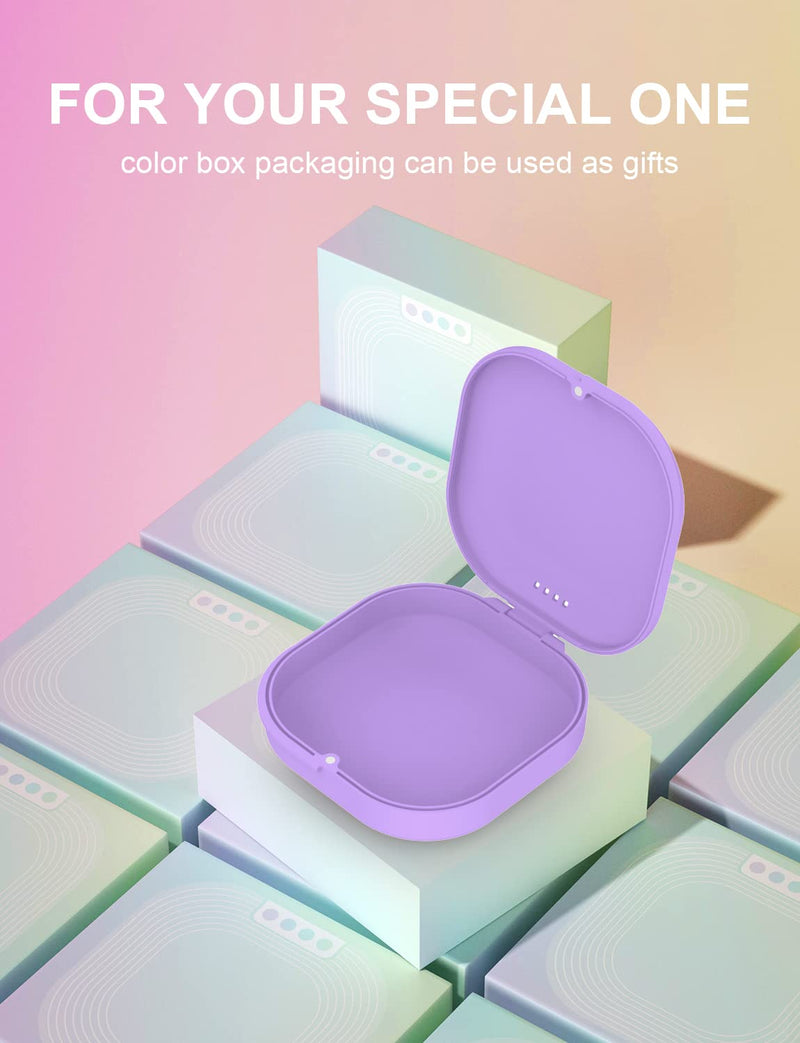 [Australia] - HEMILAB® Retainer Case, Slim Aligner Case with Vent Holes, Compatible with Invisalign, Mouth Guard Case, Cute Retainer Case with Retainer Removal Tool and Brush, Purple 
