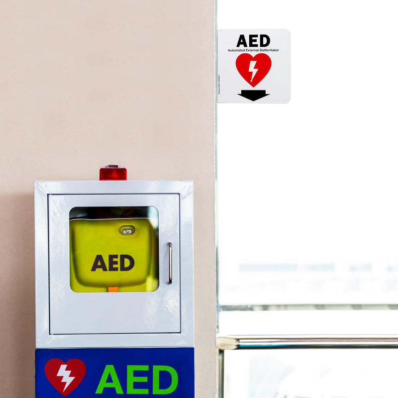 [Australia] - Faittoo AED Sign, AED Automated External Defibrillator with Down Arrow Sign, 6x6 Inches 90D Projection - Acrylic, 2 Pre-Drilled Holes, Includes Matching Screws, Use for Home Office/Business, 2 Pack 