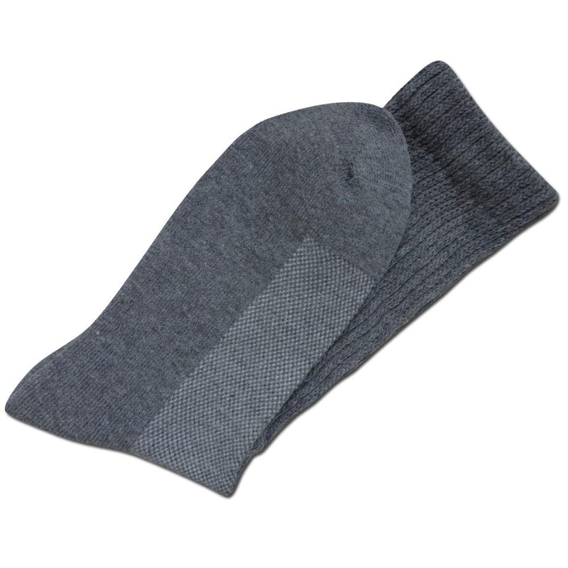 [Australia] - Well Knitting Loose Men's Diabetic Crew Socks,Non-Binding Top,Seamless Toe,Semi Cushion,Breathable Soft Coolmax Socks 4 Pairs Large 4 Pairs Grey Crew Socks 