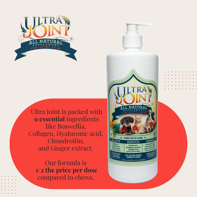 Ultra Joint - Liquid Joint Support Supplement for Dogs with Glucosamine & Chondroitin - Pain Relief from Arthritis & Inflammation (16 oz) 16oz - PawsPlanet Australia