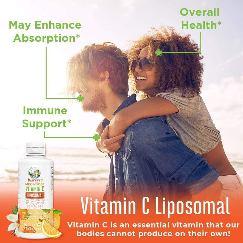 MARYRUTH'S Organics Vitamin C Gummies & Liposomal Immunity Bundle | Vitamin C Chewable Gummies, 60ct | Megadose Vitamin C Liposomal 500mg, 7.6oz | Formulated for Adults & Kids | Vegan Immune Support