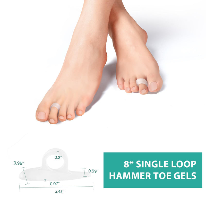 [Australia] - Welnove Hammer Toe Straightener for Women 8 Pack Hammer Toe Cushion for Curved, Crooked, Curly, Claw and Hammer Toes, Soft Support and Realignment 