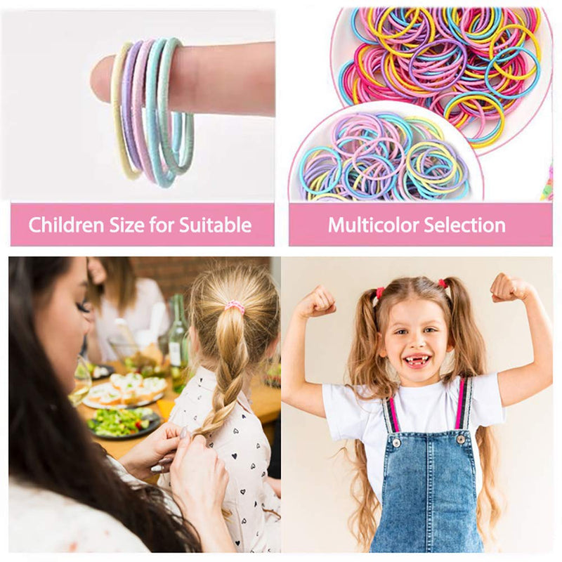 [Australia] - 200pcs Hair Ties for Kids Toddler Hair Ties for Girls Elastic Small Hair Bands for Kids thin 