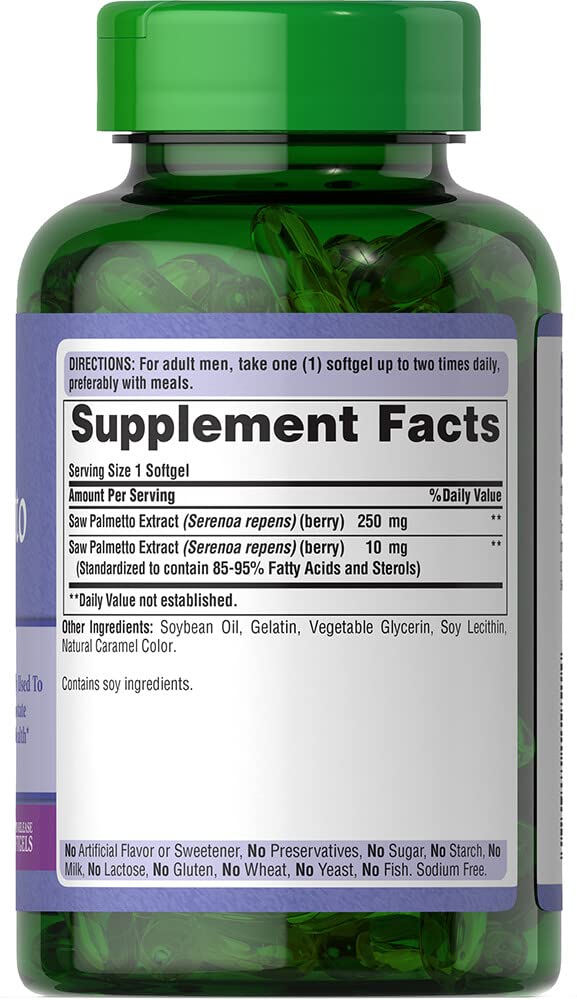 [Australia] - Puritan's Pride Saw Palmetto Extract, Supports Urinary Function and Promotes Prostate heatlh,Softget 180 Count 180 Count (Pack of 1) 
