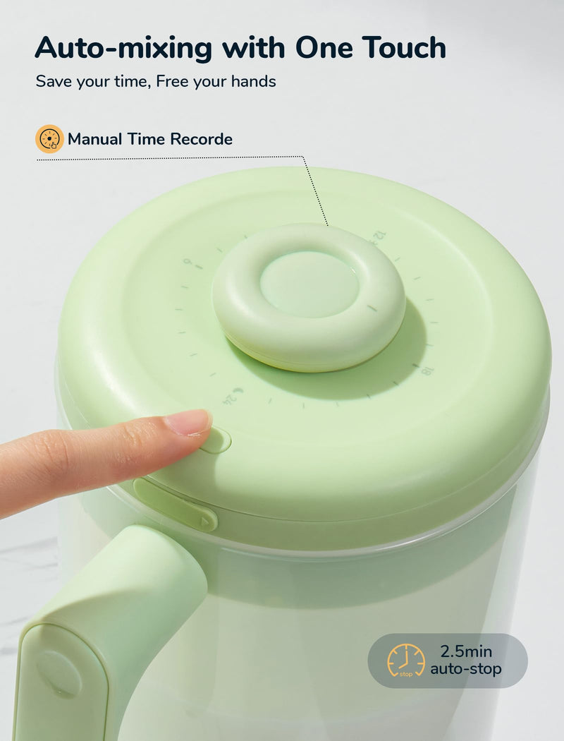 [Australia] - Electric Baby Formula Mixing Pitcher, Bi-directional Alternating Stirring | No Air Bubble | No Clumps | No Drip Spout | Spill-free Lid | Infant Formula Pitcher Mixer 36Oz, BPA Free -Green Green 
