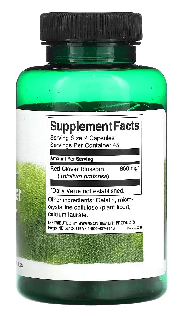 Swansons Swanson - Red Clover Blossom | Traditional Female Support for Hormonal Balance | 375mg - 90 Capsules