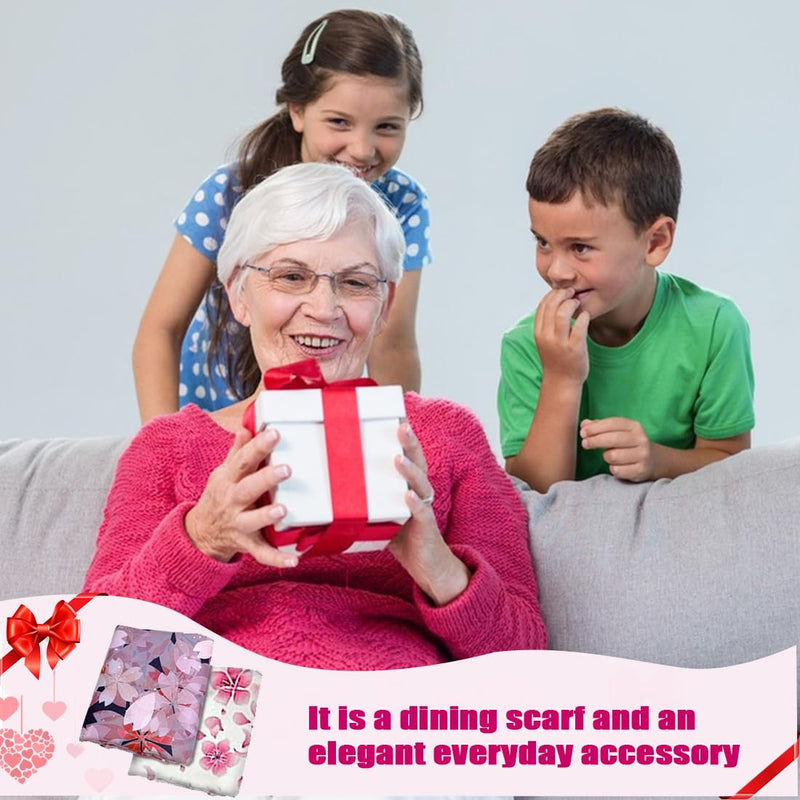 [Australia] - 2 Pack Adult Bib Dining Scarf for Women Microsuede Washable Reusable Food Clothing Protectors Dining Mouth Towel Scarf Sakura 