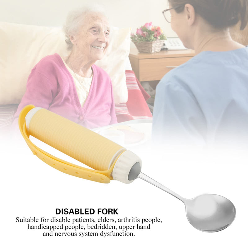 BORDSTRACT Adaptive Utensils, Flexible Fork/Spoon with Adjustable Strap, Rotatable Tip and Nonslip Handle, Eating Utensils for Parkinson’s, Arthritis, Elderly, Disabled(Spoon)