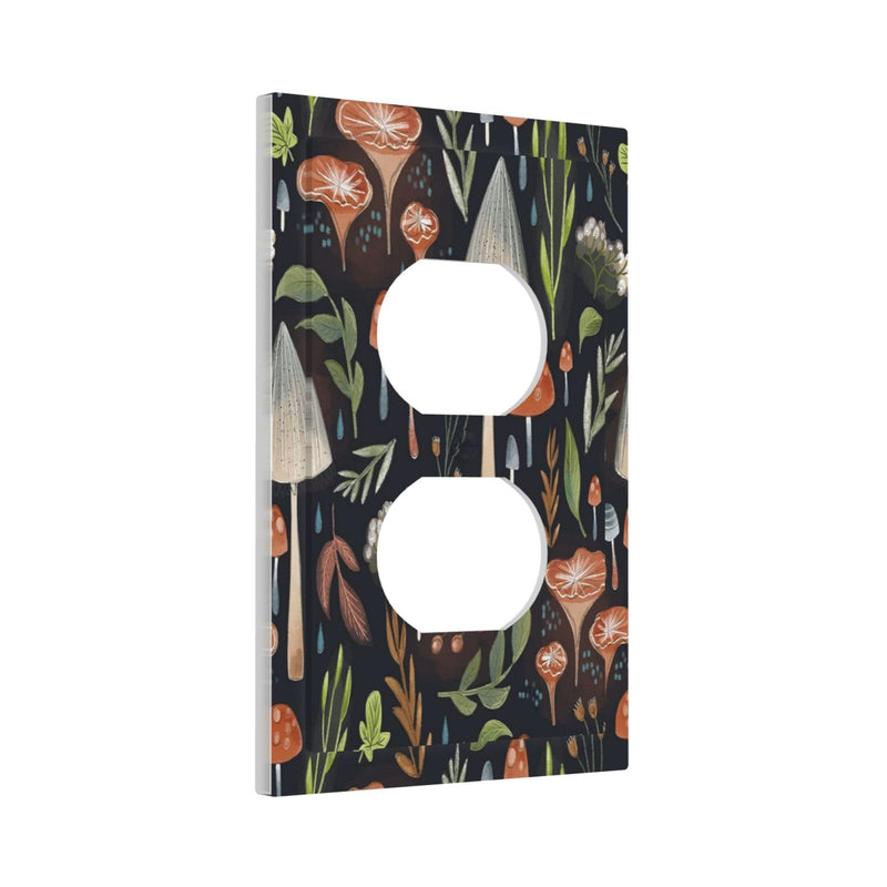 [Australia] - Boho Mushroom Forests 1 Gang Outlet Plate Covers Decorative Single Duplex Wall Plate Electrical Receptacle Light Switch Cover Art Faceplate Switchplate for Home Kids Nursery Room Decor 1 Gang Duplex Wall Plate/Mid Boho Mushroom Kids 