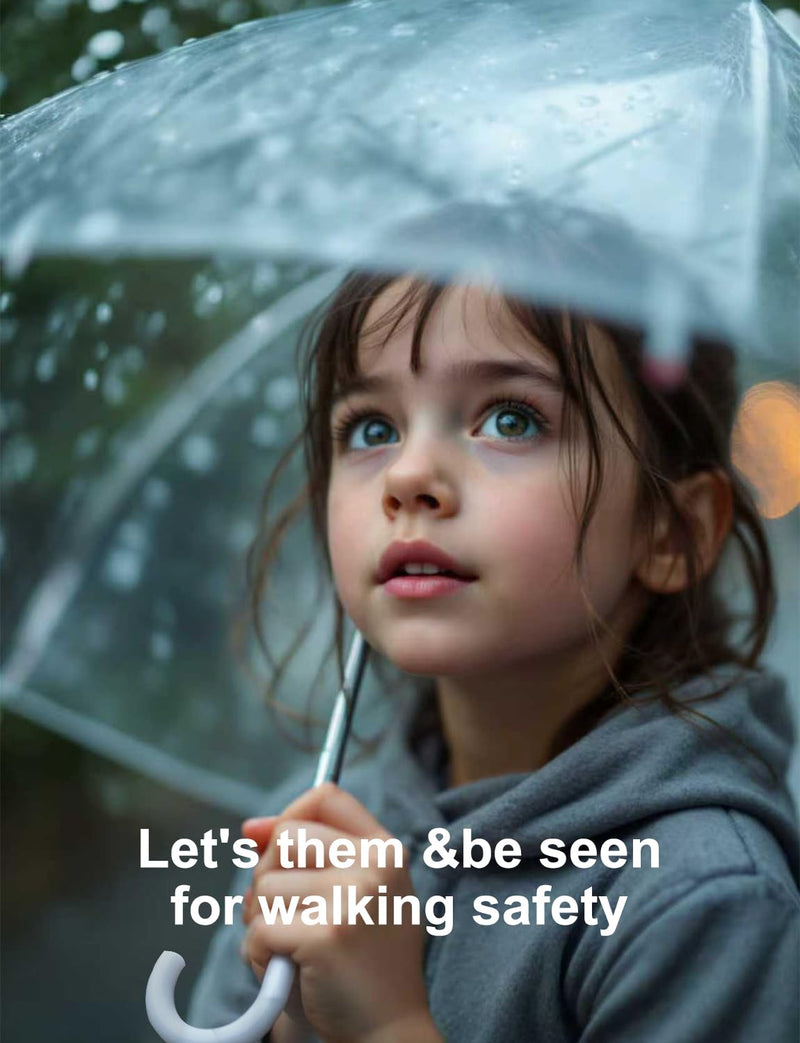Kids Clear Umbrella-Thick POE Transparent Canopy, J-Handle, Jellyfish/Apollo Design, Large 78cm, Cute Rain Umbrella for Toddlers & Children 2pcs Clear