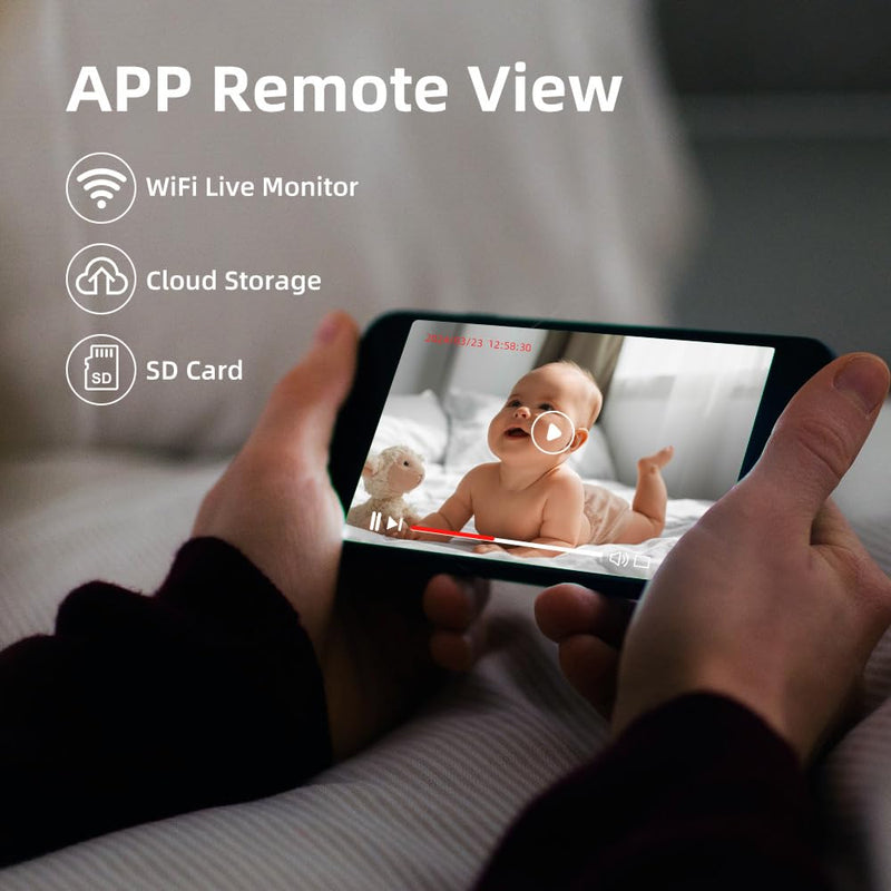 [Australia] - WiFi Baby Monitor Baby Car Camera 1080P HD WiFi Baby Security Camera 2100mA Battery Suitable for Cribs Strollers Indoor B 