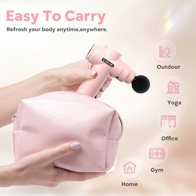 [Australia] - AERLANG Mini Massage Gun-Pink，Muscle Deep Tissue Massager Gun, Handheld Percussion Massager, Portable Quiet Massage Gun with Carry Case for Home Office Gym Motehr Day Gifts for Women Men Her Pink 