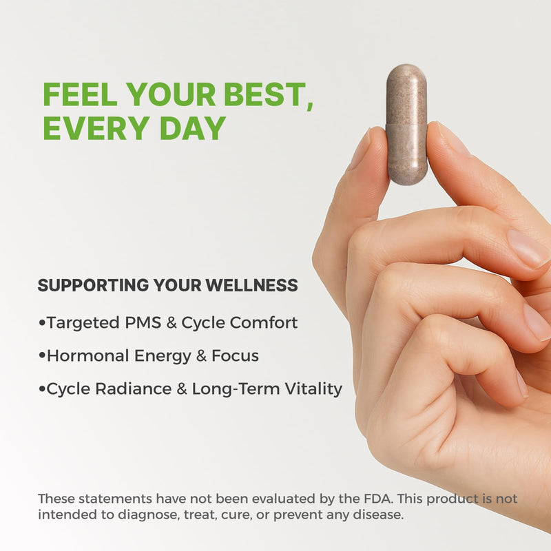 [Australia] - Women‚Äôs Cycle Ease ‚Äì PMS and Menstrual Support Inspired by Chinese Herbal Wisdom for Hormonal Balance & Monthly Cycle Comfort ‚Äì with Dong Quai & Notoginseng ‚Äì Made in USA ‚Äì 60 Vegan Capsules 