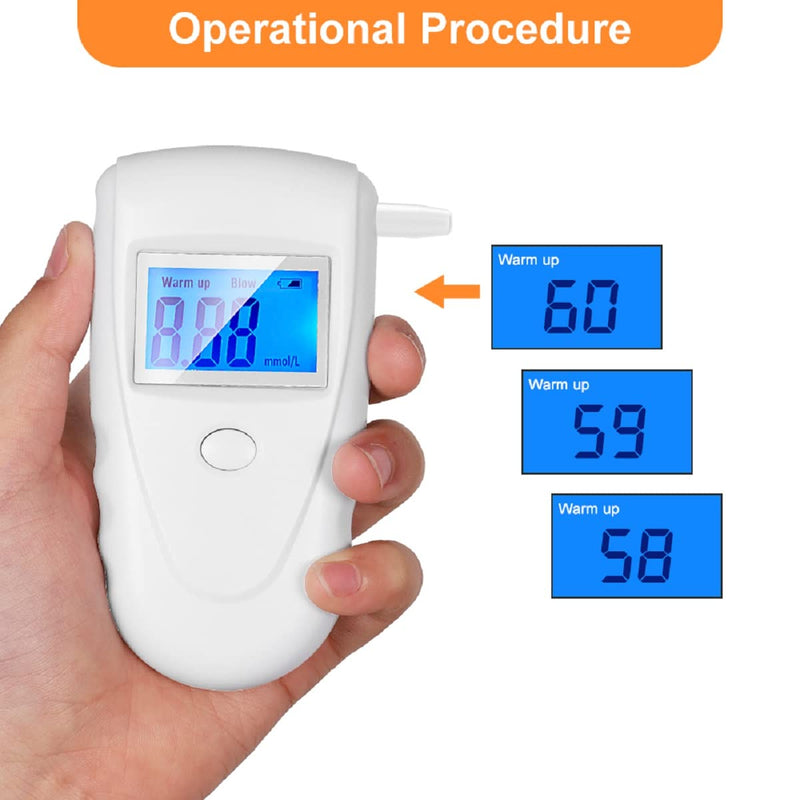 [Australia] - Keto Breath Breathalyzer, High Accuracy Ketone Meter Tracing Diet & Ketosis Status, Ketone Breath Analyzer with 10 Mouthpieces (White) 