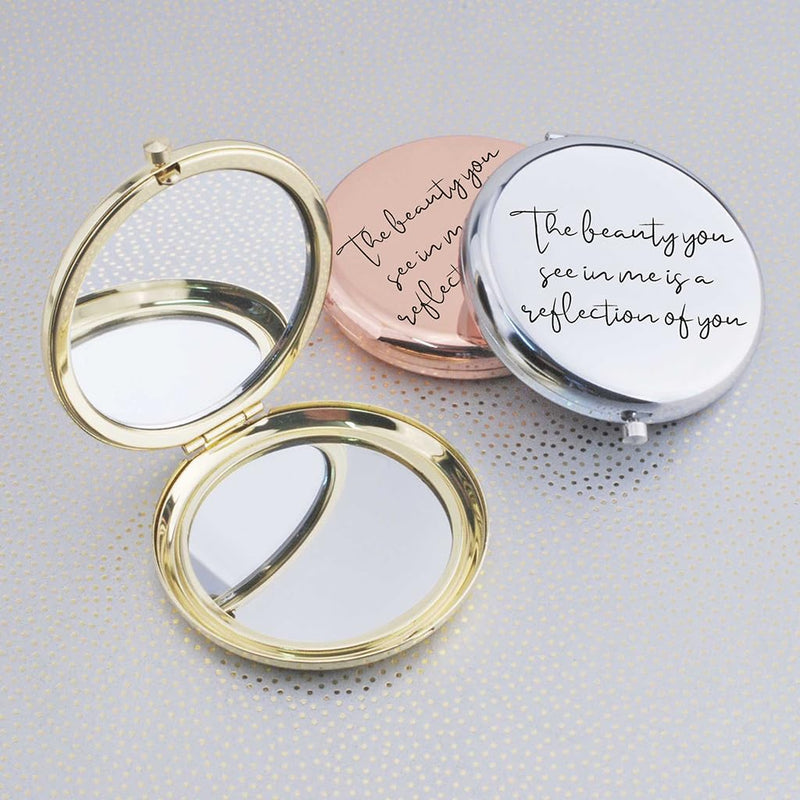 [Australia] - Love, Georgie "The beauty you see in me is a reflection of you" Pocket Mirror. Gift for Weddings, Birthdays, or Mother's Day. Compact Mirror for the Mother of the Bride or Groom. (Gold) Gold 