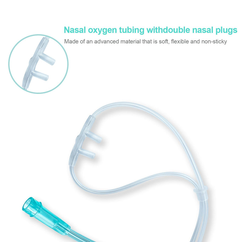 [Australia] - 10 Pack High-Flow Soft Nasal Oxygen Cannula, Standard Connector 7 Ft, Green Tubing and Each Individual Packing 