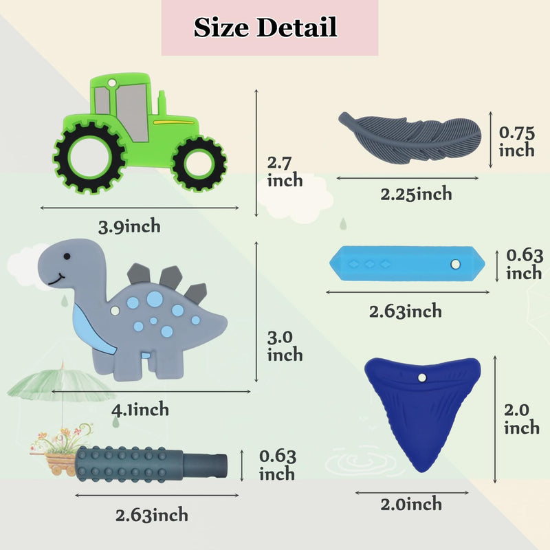 [Australia] - Chew Necklaces for Sensory Kids, 6 Pcs Chewy Necklace Teether for Boys and Girl to Chewing Biting and Teething, Silicone Chewable Fidget Necklaces for Autistic Toddlers Children Teens and Adults 