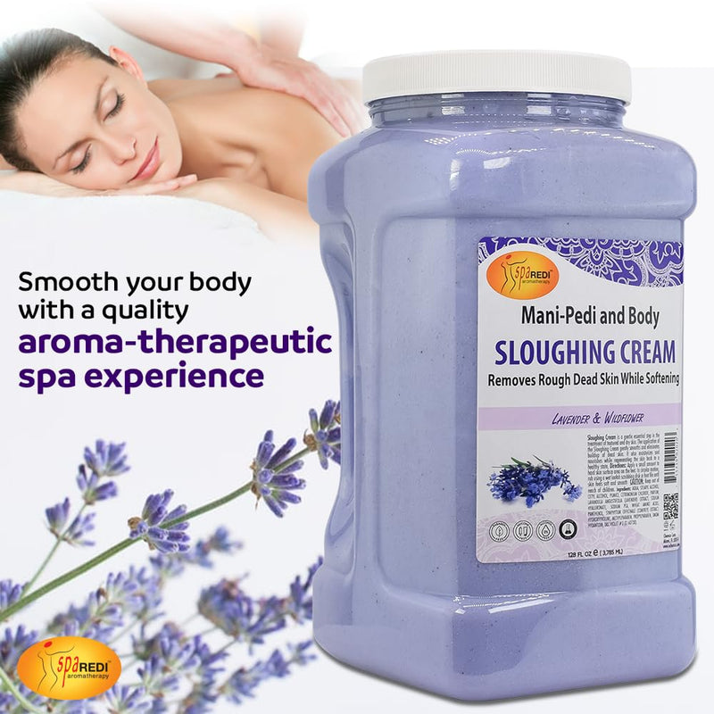 [Australia] - SPA REDI - Foot Cream, Sloughing Lotion, Lavender and Wildflower 128 Oz - Pedicure Massage Foot Care for Dry Cracked Feet, Scrub Gently, Exfoliating 128 Fl Oz (Pack of 1) 