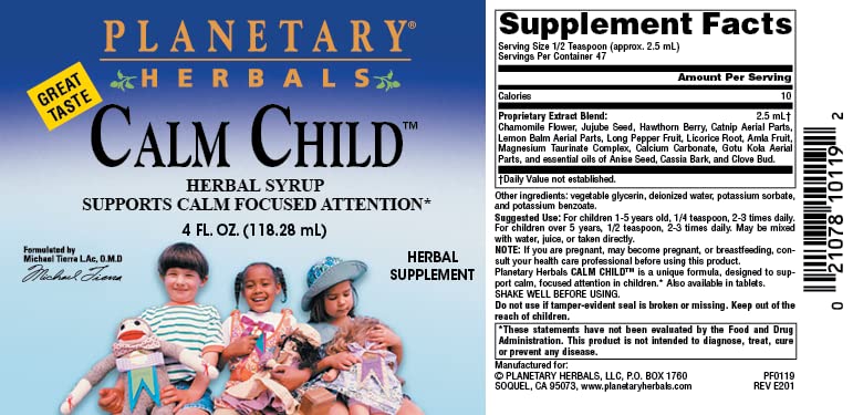 [Australia] - Planetary Herbals Calm Child Herbal Syrup - Includes Soothing Botanicals Chamomile, Lemon Balm, Catnip & More - 4oz 