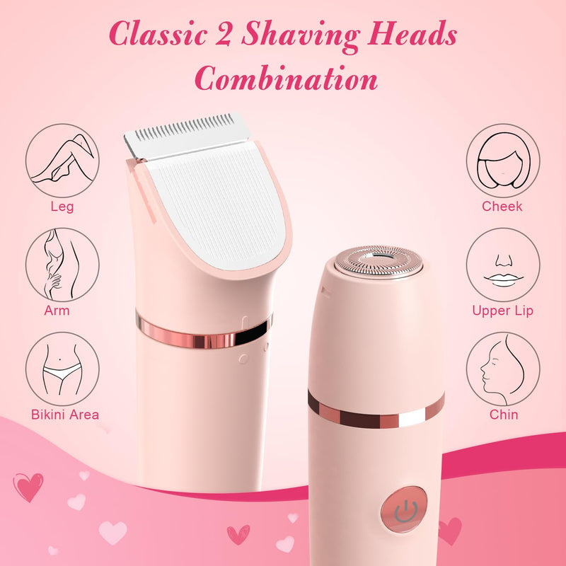 [Australia] - IPX7 Waterproof Bikini Trimmer for Women, Hypoallergenic Painless Ceramic Blade Electric Face Razors for Shaving, Facial Pubic Hair Removal Shaver for Shower Use Summer Essentials(Light Red) 
