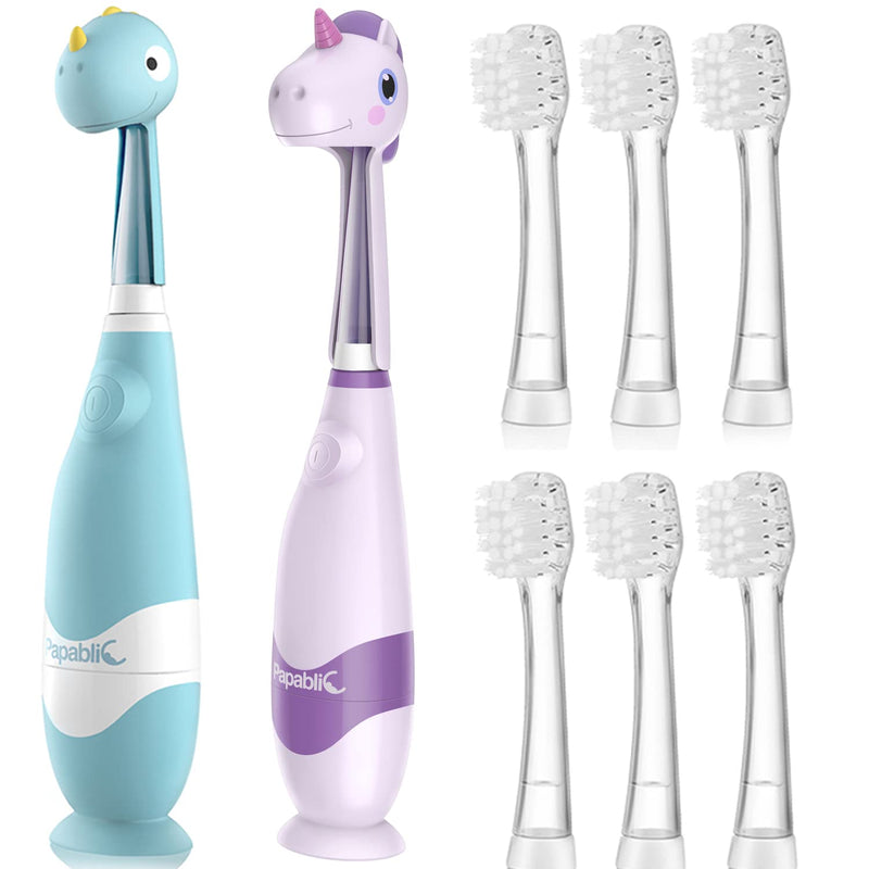 Papablic Toddler Sonic Electric Toothbrush with Covers for Babies and Toddlers Ages 1-3 Years, Debby Bundle with Arya