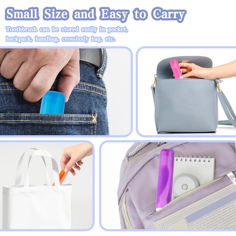 [Australia] - Travel Toothbrush Set - 3PCS Mini Soft Portable Toothbrushes With Covers, Small Folding Individually Wrapped for Camping and Home Styleb Pink+orange+blue 3 Pcs 