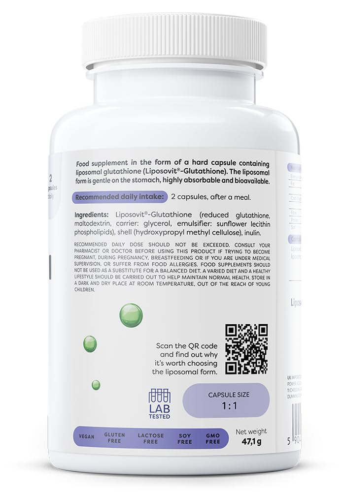 Osavi Liposomal Glutathione 500 mg – 60 Vegan Capsules | Liposovit®-Glutathione | Reduced L-Glutathione (GSH) | High Absorption & Gentle on Stomach | Advanced Dry Liposomal Technology | Clean Label