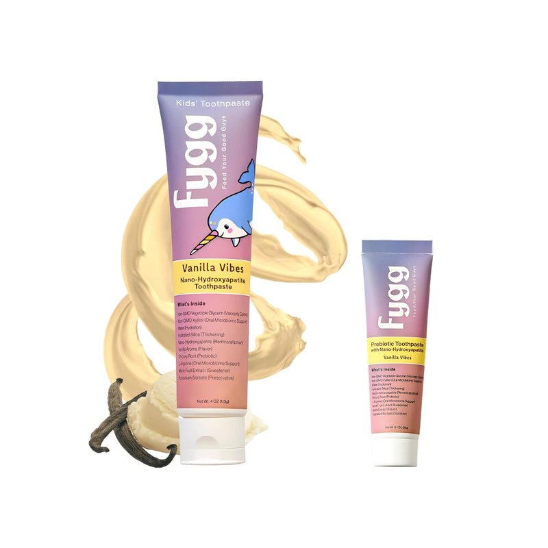 Fygg Fluoride Free Toothpaste 4 oz with Travel Size Pack of .7 oz (Vanilla)