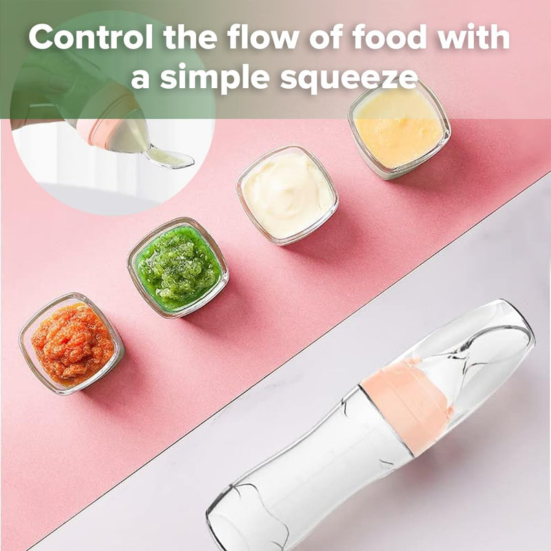 [Australia] - Haakaa Silicone Baby Food Dispensing Spoon Feeder 4oz - Infant Squeeze Cereal Feeder, Baby Fresh Food Feeder, Feed Bottle for Puree, Solid Baby Food, BPA Free, 4m+ Babies – Grey 