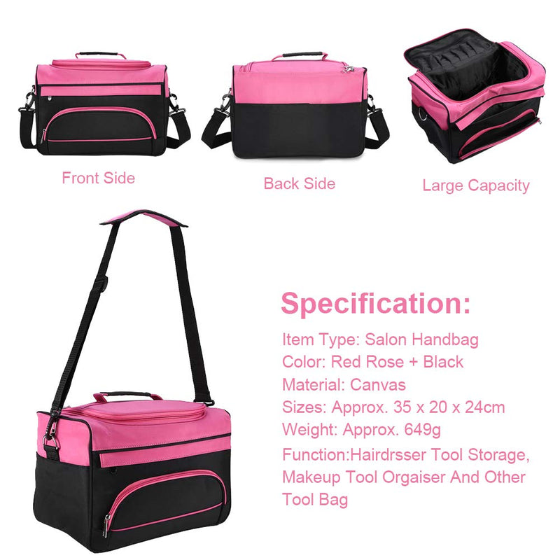 xuuyuu Hairdressing Tool Salon Case, Portable Travel Cosmetic Organizer Handbag Hair Equipment Carrying Case Mobile Large Capacity Cosmetology Organizer with Strap for Hair Stylist Shoulder Carrying