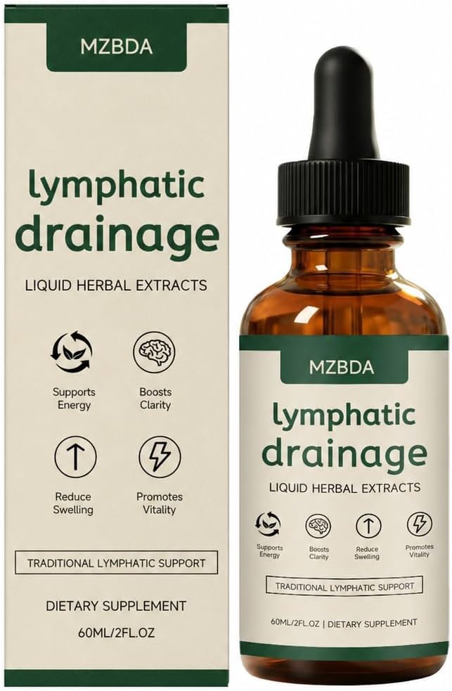 Lymphatic Drainage Drops – Herbal Lymph Support with Cleavers, Red Clover, Stillingia Root & Prickly Ash Bark – Natural Fluid Balance & Detox Drops – Glycerin Base, 60ml