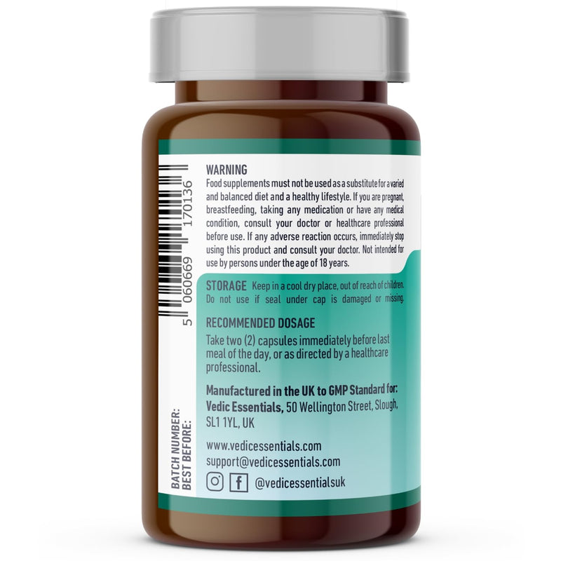 Vedic Digestive Enzymes + Herbs Complex for Better Digestion & Tummy Comfort | Advanced Digestive Supplement for Bloating, Gas, Indigestion | 5 Enzymes + Peppermint, Aloe, Licorice | UK Made, Vegan