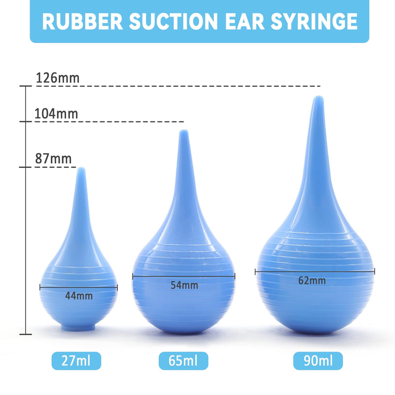 [Australia] - 3 Pack Hand Bulb Ear Syringes, Soft Reusable Rubber Suction Ear Bulb Syringe Ball, Ear Washing Squeeze Bulb, Baby Ear Cleaning Bulb for Kids, Adults, Pet (3 Sizes) 