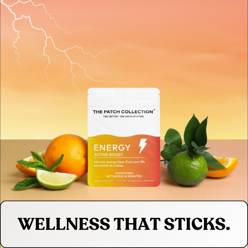 Advanced Energy Boost Patch for Tiredness, Fatigue, Alertness, Mental Focus | Caffeine, Taurine, Green Tea, Vitamin B3, B5, B6 & More | Vegan & Latex Free (Pack of 15)