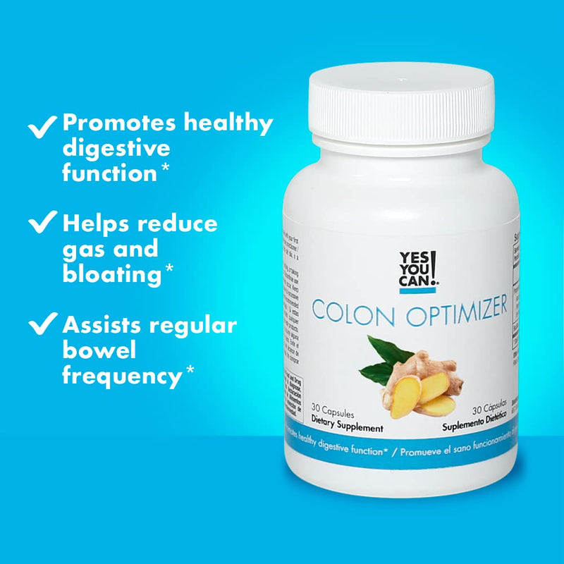 [Australia] - Yes You Can! Probiotics Colon Optimizer Supplement - Gut Health and Stomach Supplement for Men and Women, Organic Probiotics with Ginger and Peppermint for Digestive Health, 30 Capsules - 1 Pack 30 Count (Pack of 1) 