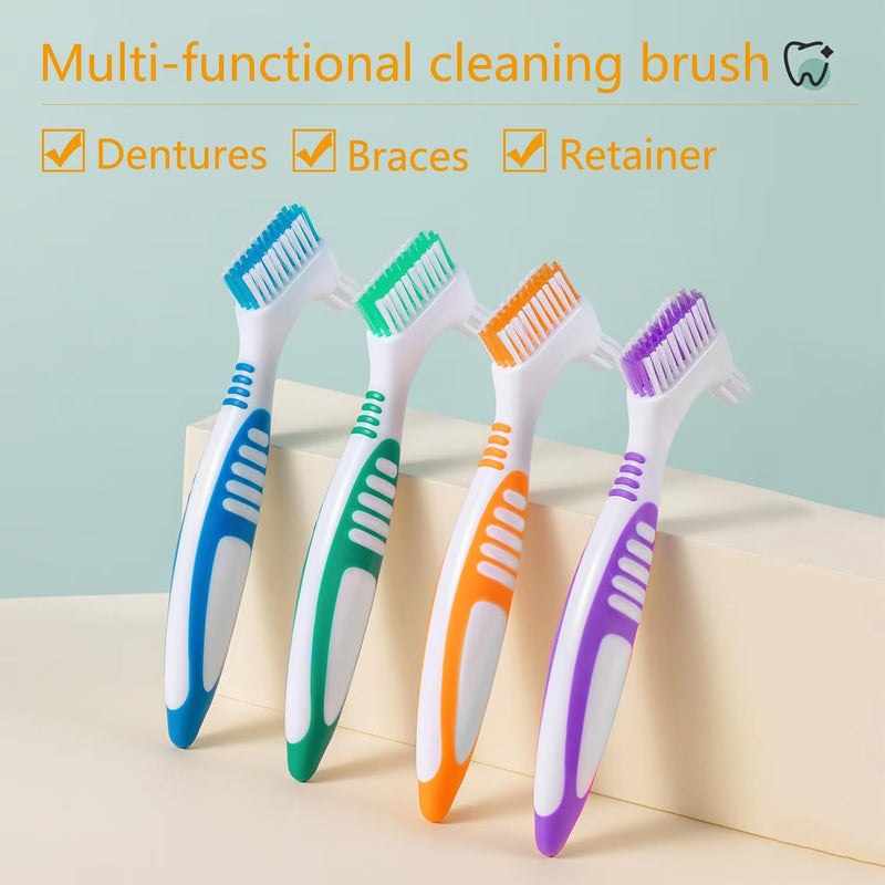 [Australia] - [2025 Upgrade] 9Pcs Denture Brush，Denture Toothbrushes，Denture Cleaning Brush ，Double Sided Toothbrush，9Color 9 Color 