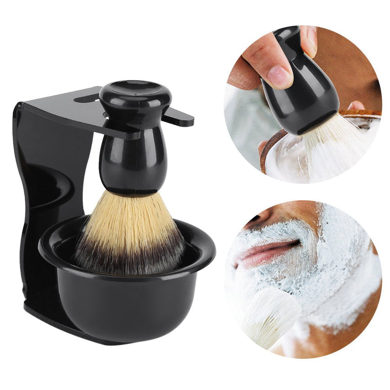 [Australia] - MAGT Shaving Brush Set, 3 Pieces/Set Professional Shaving Brushes with Shaving Bowl Shaving Stand, Men's Shaving Set Facial Cleansing Tool 