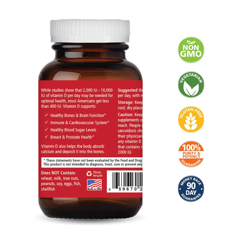 Pure Essence Labs Vitamin D - 5000 IU of Vitamin D from 100% Pure Cholecalciferol - 30 Vegetarian Capsules 1