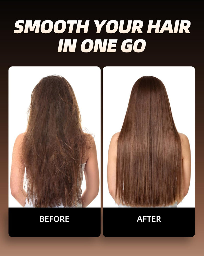 Hair Straightener Brush, Portable Ionic Hair Straighteners for Women 20s Fast Heated Negative, Dense Teeth Straightening Comb with 3 Temp Modes & 30 min Auto-Off, Dual Voltage