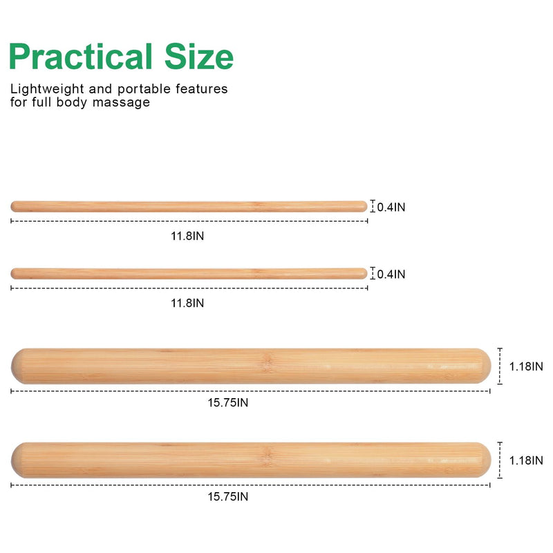 [Australia] - Bamboo Massage Sticks Ergonomic Muscle Relief Tools Portable Therapy Sticks for Deep Tissue Massage, Spa Quality Recovery for Athletes & Home Use, Natural Bamboo Design 