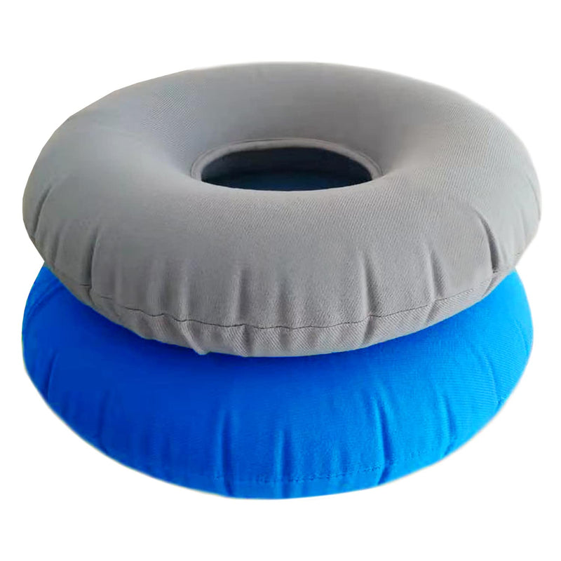 2 Pack Donut Pillow, Donut Cushion Seat, Inflatable Ring Cushion with A Pump, Hemorrhoid Seat Pillow, Round Wheelchairs Seat Cushion for for Home, Car or Office (15" Blue & Gray)