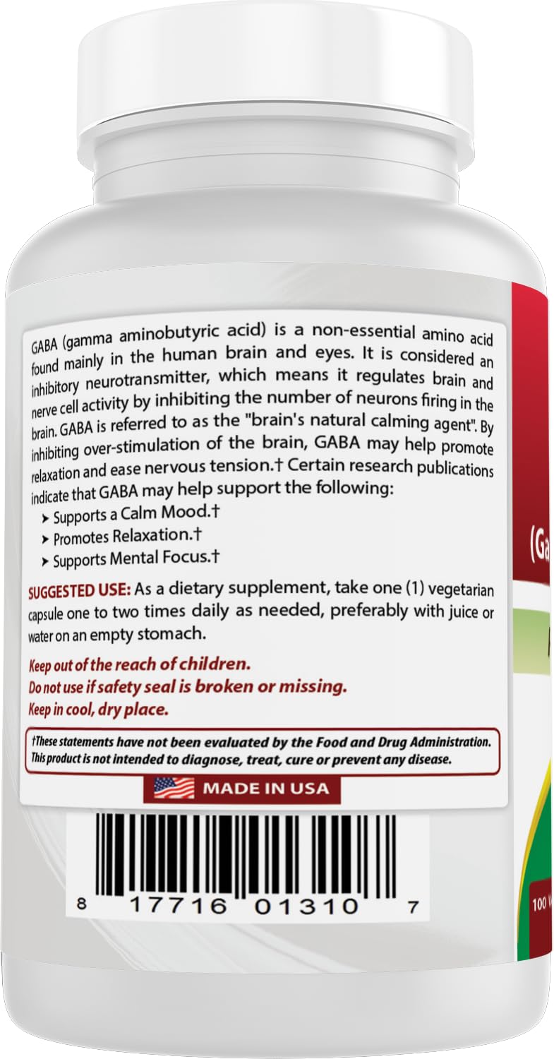 Best Naturals Gaba 750 mg 100 Veggie Caps