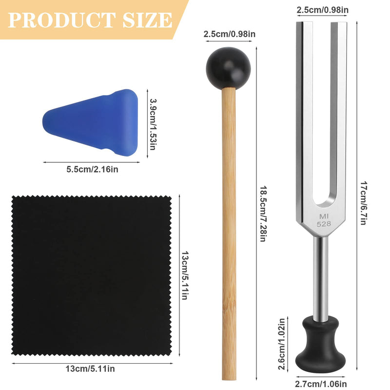 [Australia] - Tuning Fork 528 HZ, Medical Tuning Fork Neurology with Mallet Plastic Base Velvet Bag Cleaning Cloth, Tuning Fork Medical for Sound Therapy Healing, DNA Repair Healing, Violin/Guitar/Piano 