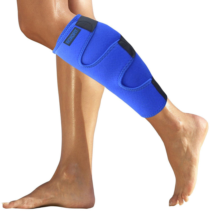 ROXOFIT Calf Brace for Torn Calf Muscle and Shin Splint Pain Relief - Adjustable Neoprene Compression Support Wrap for Lower Leg Tibia Injury, Strain, Tear - Runners Sleeve for Men and Women