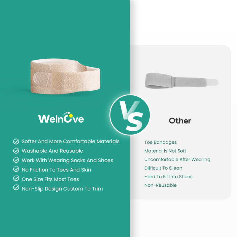 [Australia] - Welnove Hammer Toe Straightener - 16 Pack Broken Toe Wraps - Hammer Toe Corrector for Women - Toe Splints for Crooked Toes, Curled Toes, Bent Toes - (Multi-Size, Beige) Multi-Size(16 Count) 