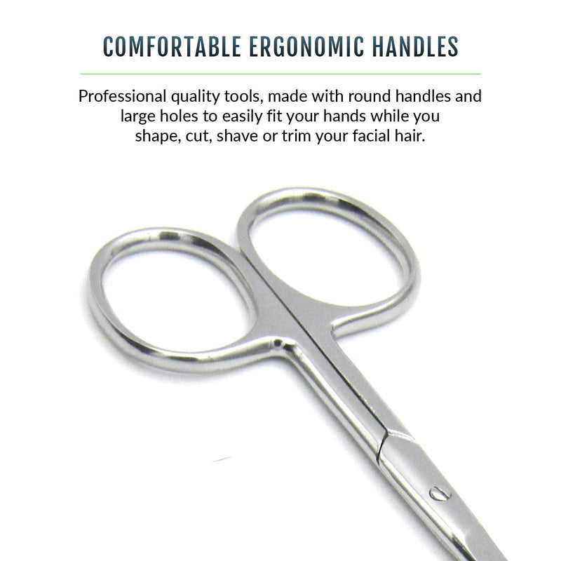Pack of 2 Curved & Rounded Blunt Tip Stainless Steel Small Scissors for Eyebrows & Eyelashes, Beard Trimming & Moustache, Baby Nails, Nose & Facial Hair Curved & Round Tip