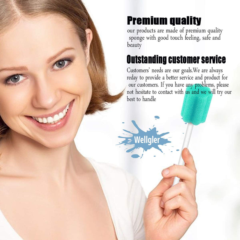 [Australia] - Wellgler's Disposable Oral Care Swabs, Sterile Sponge Mouth Swabs (250pcs, Sky Blue) Plum Shape Sky Blue 250 