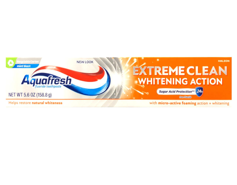 Aquafresh Extreme Clean Whitening Action Fluoride Toothpaste, Mint Blast, 5.6 oz (Pack of 2)